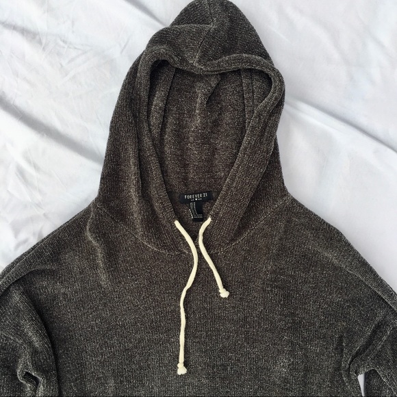 Forever 21 Gray Chenille Soft Hoodie Sweatshirt - Picture 4 of 11